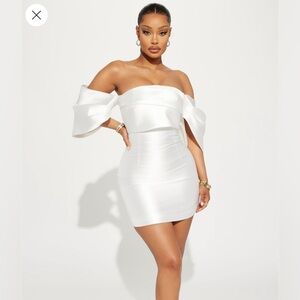 Fashion Nova Off-Shoulder White Dress